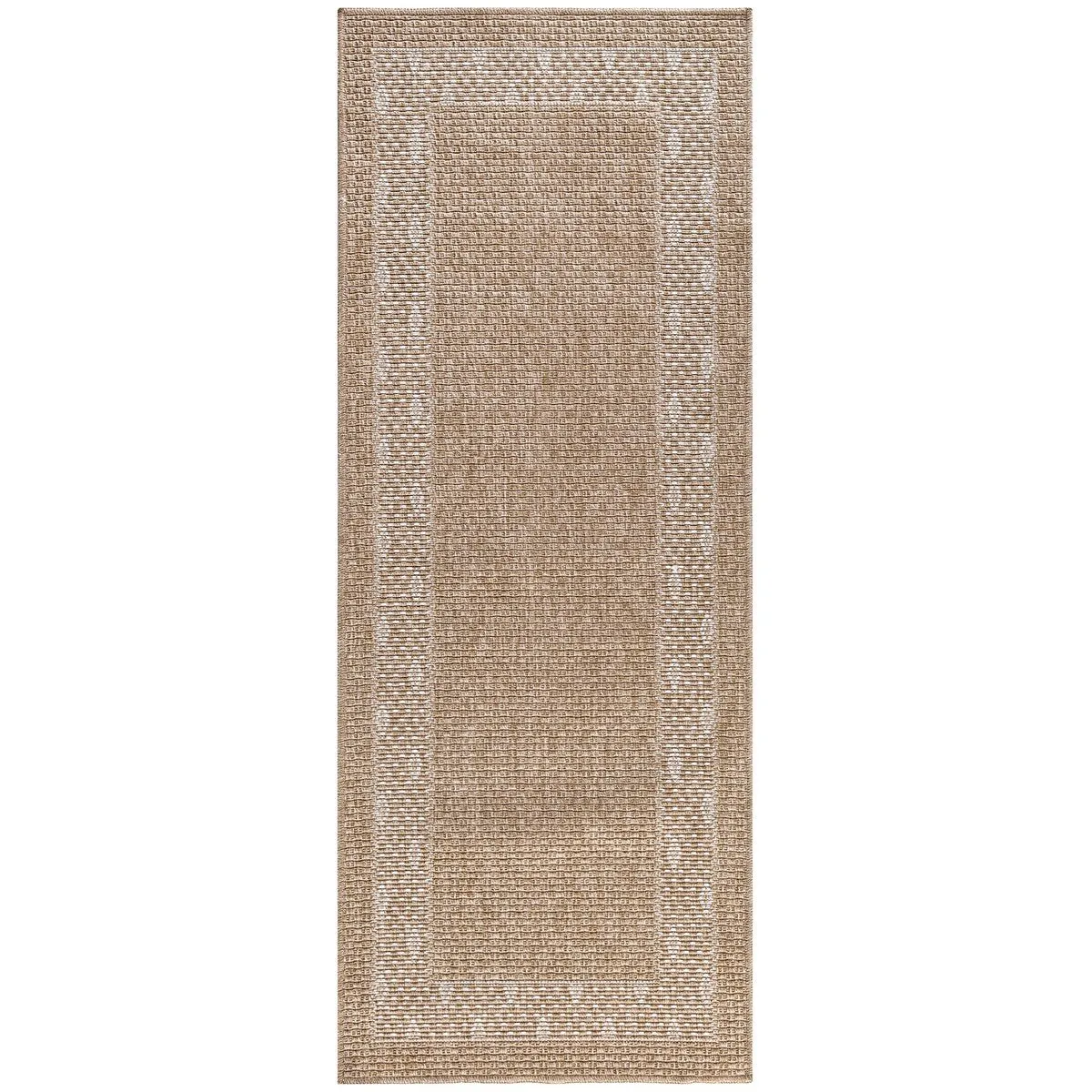 GAD - Classical Sisal-Inspired Indoor Outdoor Area Rug. Medallion. Bordered. Geometric Pattern. Fade and Stain Resistant