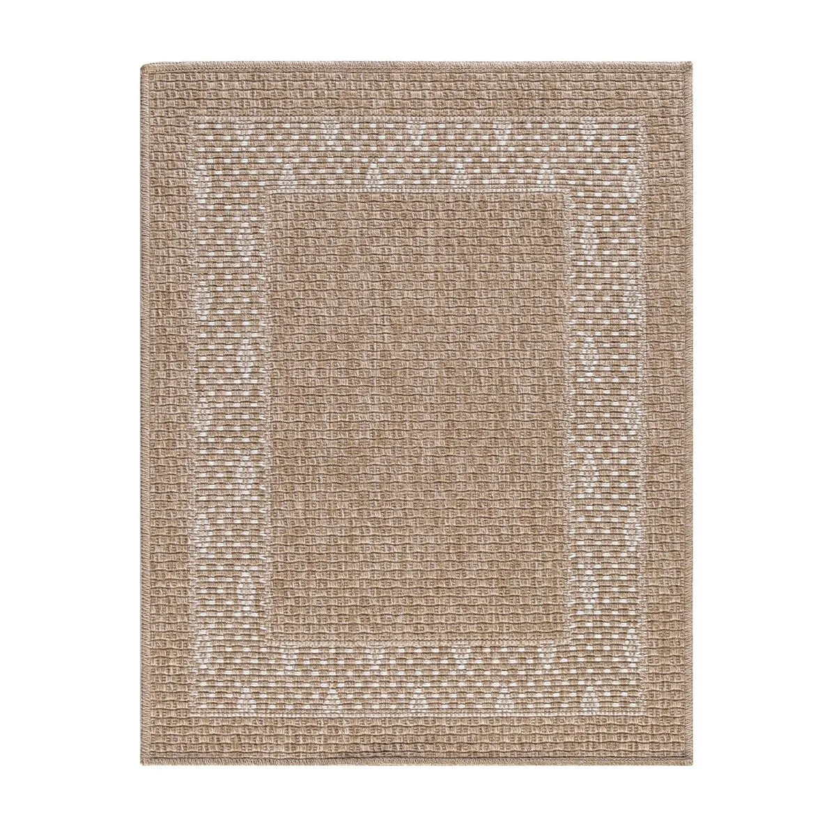 GAD - Classical Sisal-Inspired Indoor Outdoor Area Rug. Medallion. Bordered. Geometric Pattern. Fade and Stain Resistant