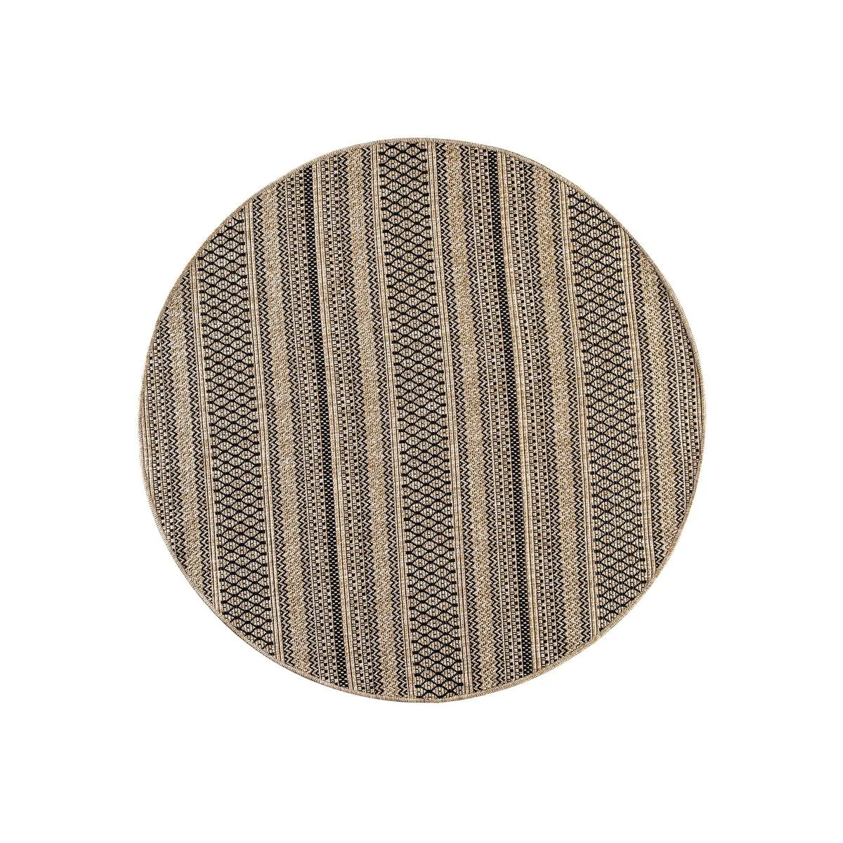 GAD - Classical Sisal-Inspired Indoor Outdoor Area Rug. Medallion. Bordered. Geometric Pattern. Fade and Stain Resistant