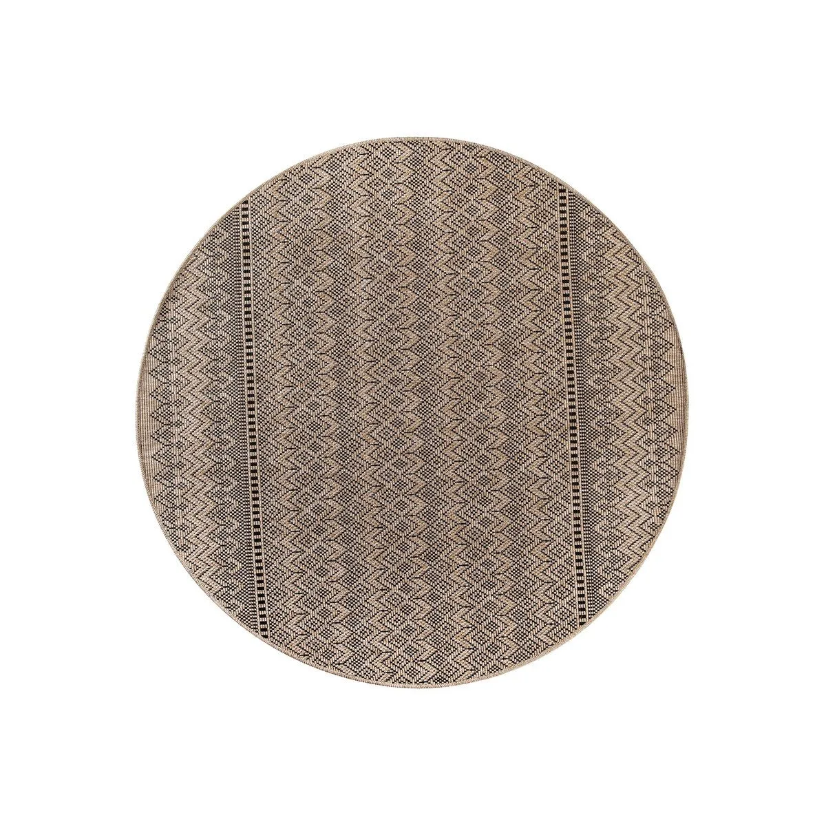 GAD - Classical Sisal-Inspired Indoor Outdoor Area Rug. Medallion. Bordered. Geometric Pattern. Fade and Stain Resistant