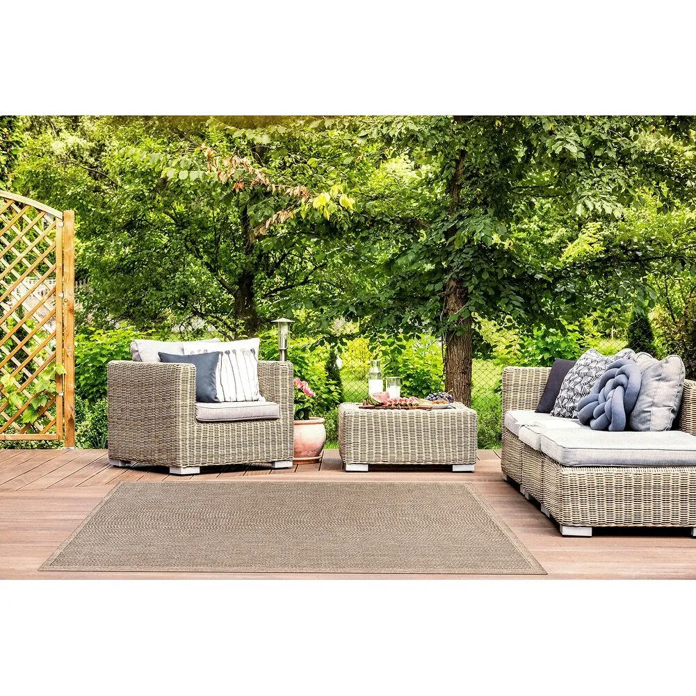 GAD - Classical Sisal-Inspired Indoor Outdoor Area Rug. Medallion. Bordered. Geometric Pattern. Fade and Stain Resistant
