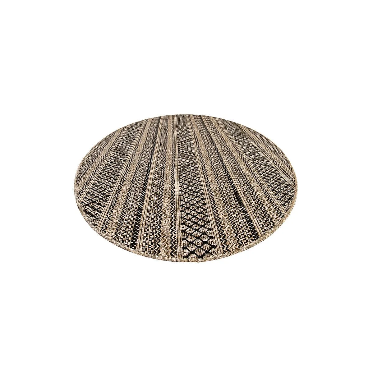 GAD - Classical Sisal-Inspired Indoor Outdoor Area Rug. Medallion. Bordered. Geometric Pattern. Fade and Stain Resistant