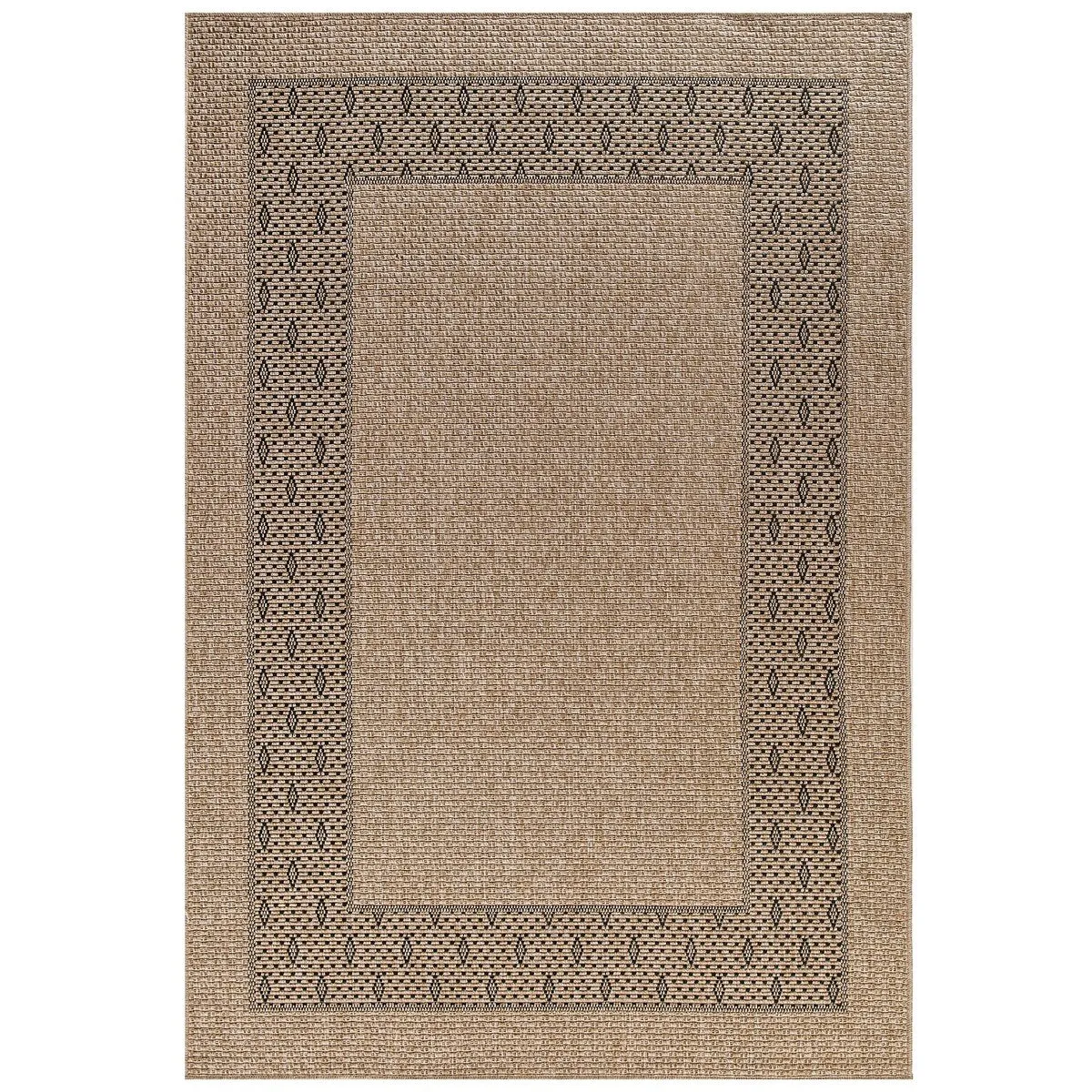 GAD - Classical Sisal-Inspired Indoor Outdoor Area Rug. Medallion. Bordered. Geometric Pattern. Fade and Stain Resistant