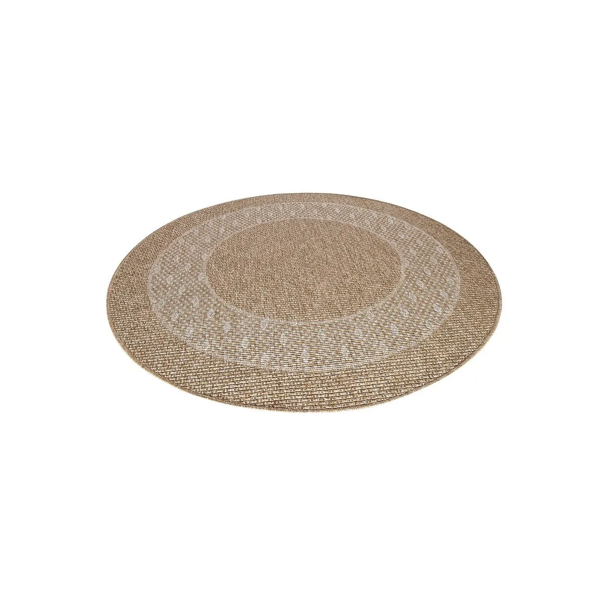 GAD - Classical Sisal-Inspired Indoor Outdoor Area Rug. Medallion. Bordered. Geometric Pattern. Fade and Stain Resistant