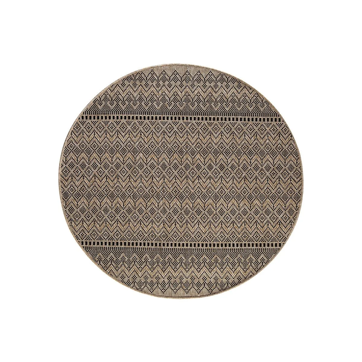 GAD - Classical Sisal-Inspired Indoor Outdoor Area Rug. Medallion. Bordered. Geometric Pattern. Fade and Stain Resistant