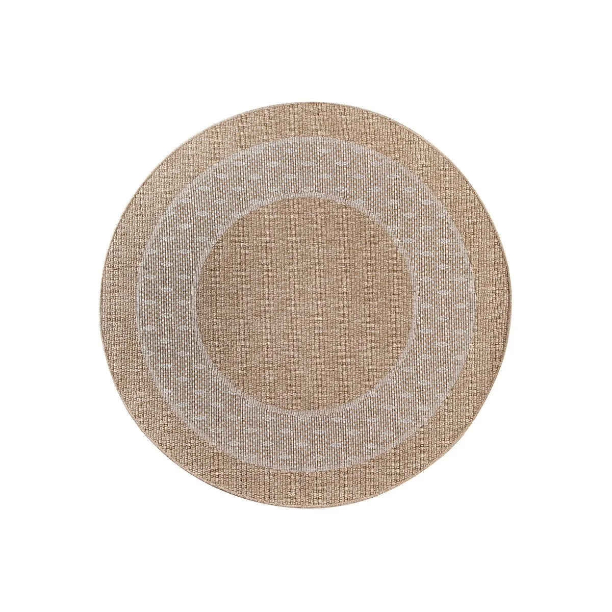 GAD - Classical Sisal-Inspired Indoor Outdoor Area Rug. Medallion. Bordered. Geometric Pattern. Fade and Stain Resistant