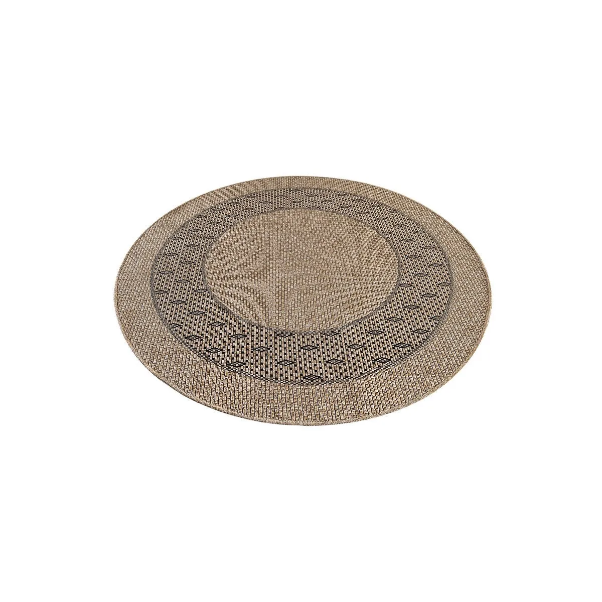 GAD - Classical Sisal-Inspired Indoor Outdoor Area Rug. Medallion. Bordered. Geometric Pattern. Fade and Stain Resistant
