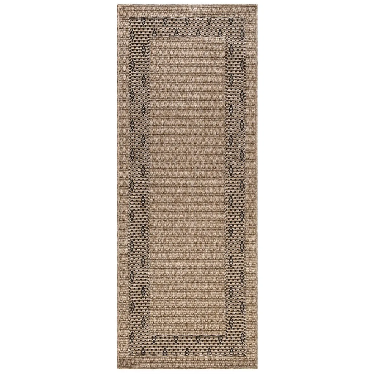 GAD - Classical Sisal-Inspired Indoor Outdoor Area Rug. Medallion. Bordered. Geometric Pattern. Fade and Stain Resistant