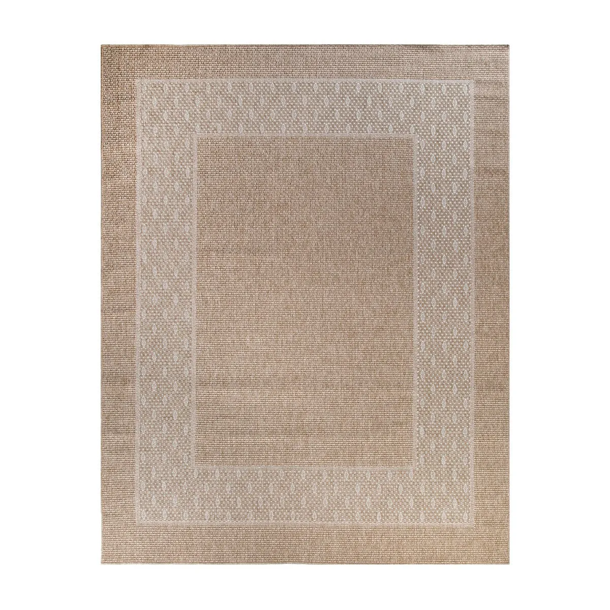 GAD - Classical Sisal-Inspired Indoor Outdoor Area Rug. Medallion. Bordered. Geometric Pattern. Fade and Stain Resistant
