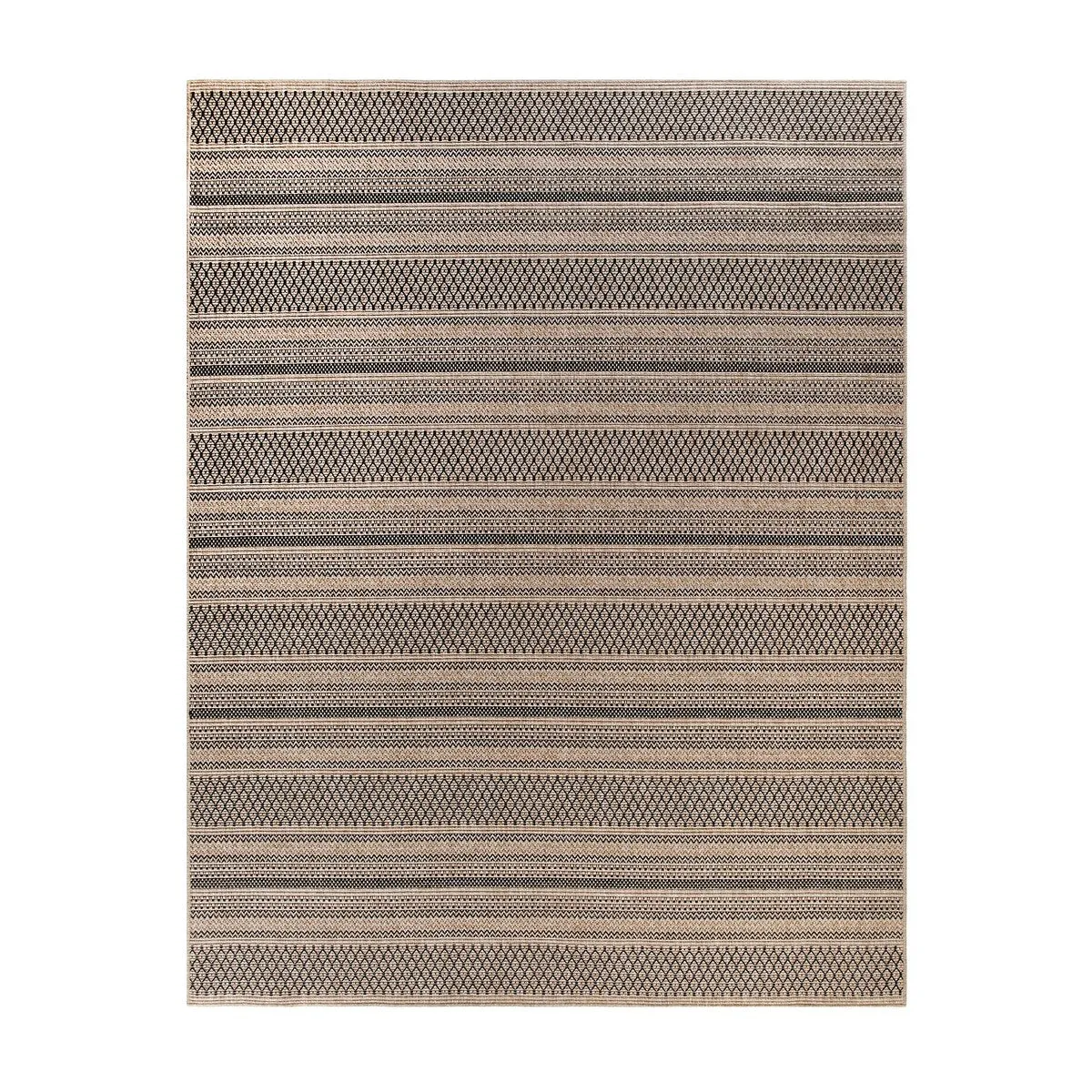 GAD - Classical Sisal-Inspired Indoor Outdoor Area Rug. Medallion. Bordered. Geometric Pattern. Fade and Stain Resistant