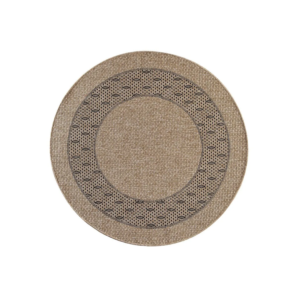 GAD - Classical Sisal-Inspired Indoor Outdoor Area Rug. Medallion. Bordered. Geometric Pattern. Fade and Stain Resistant