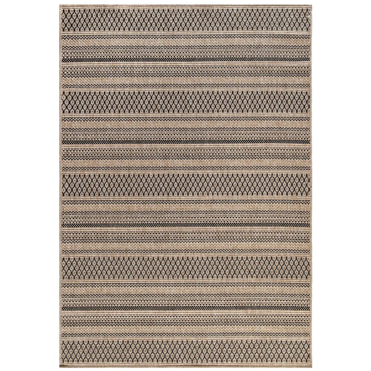 GAD - Classical Sisal-Inspired Indoor Outdoor Area Rug. Medallion. Bordered. Geometric Pattern. Fade and Stain Resistant