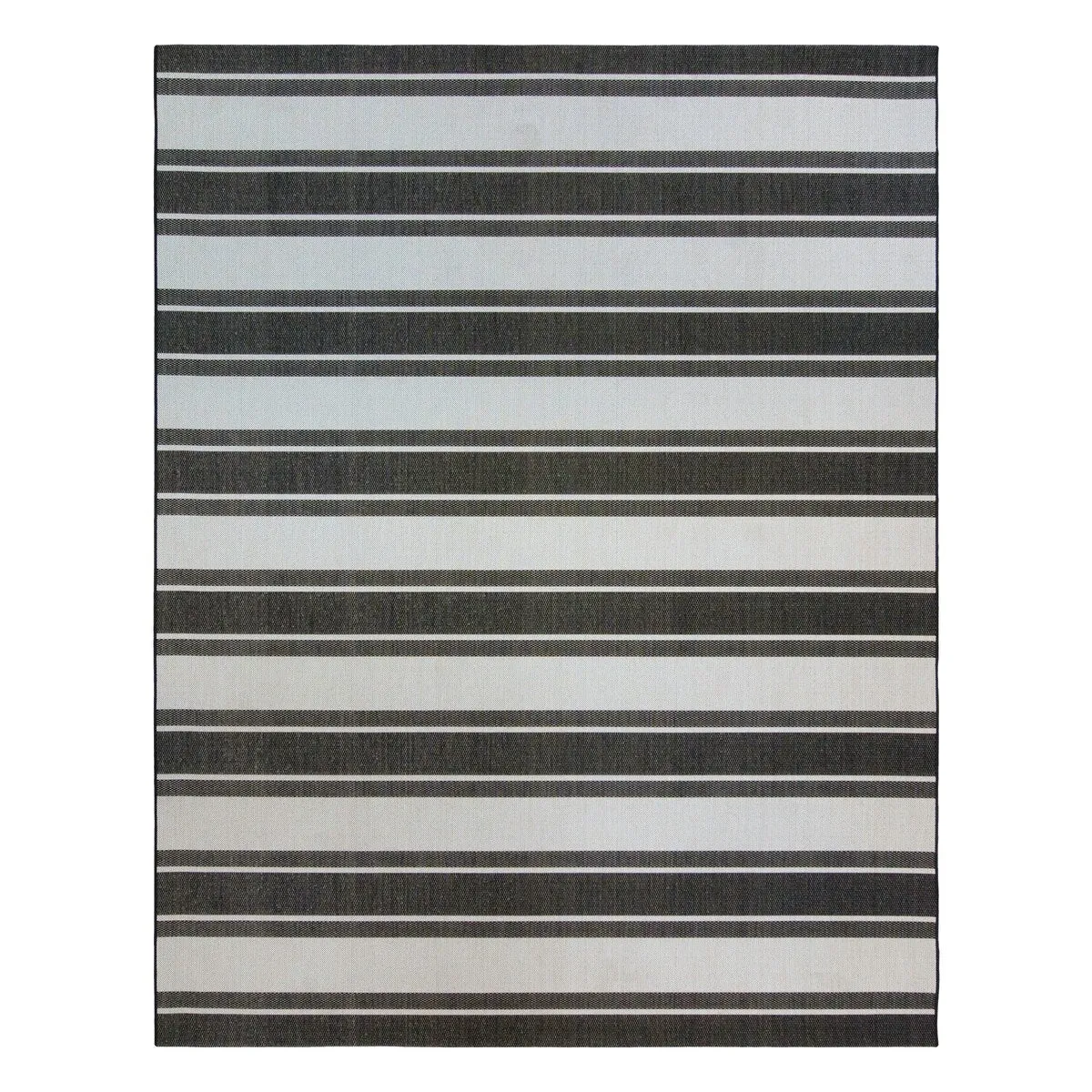 Gertmenian Paseo Castro Black/White Modern Stripe Flastweave Indoor/ Outdoor Area Rug