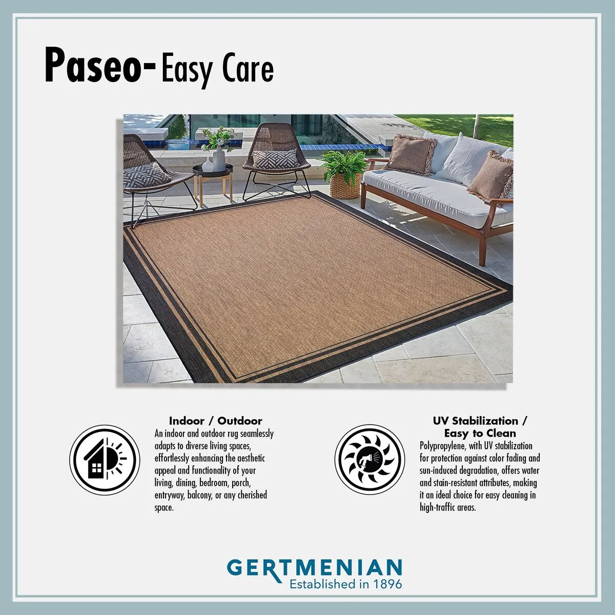 Gertmenian Paseo Castro Black/White Modern Stripe Flastweave Indoor/ Outdoor Area Rug
