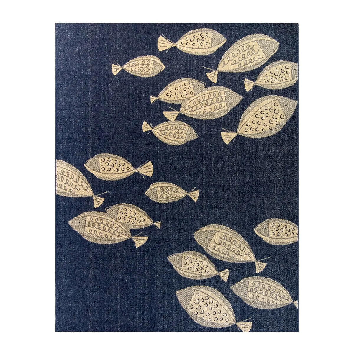 Gertmenian Paseo Loutro Navy Casual Nautical Fish Indoor/ Outdoor Area Rug. 6x9 - 6'6 x 9'6