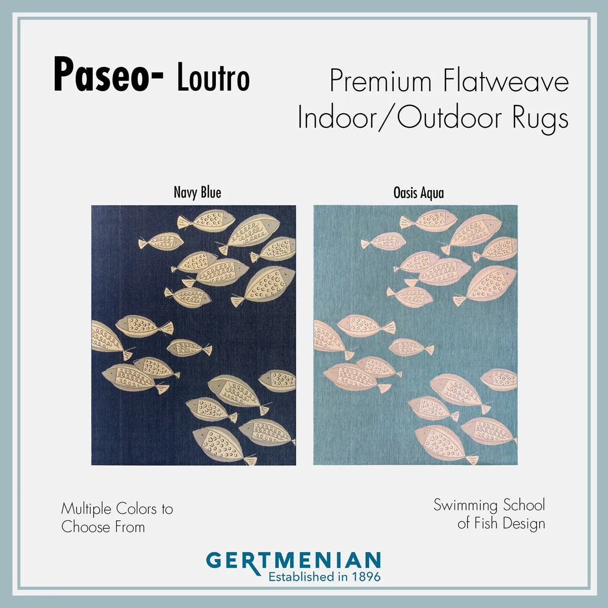 Gertmenian Paseo Loutro Navy Casual Nautical Fish Indoor/ Outdoor Area Rug. 6x9 - 6'6 x 9'6
