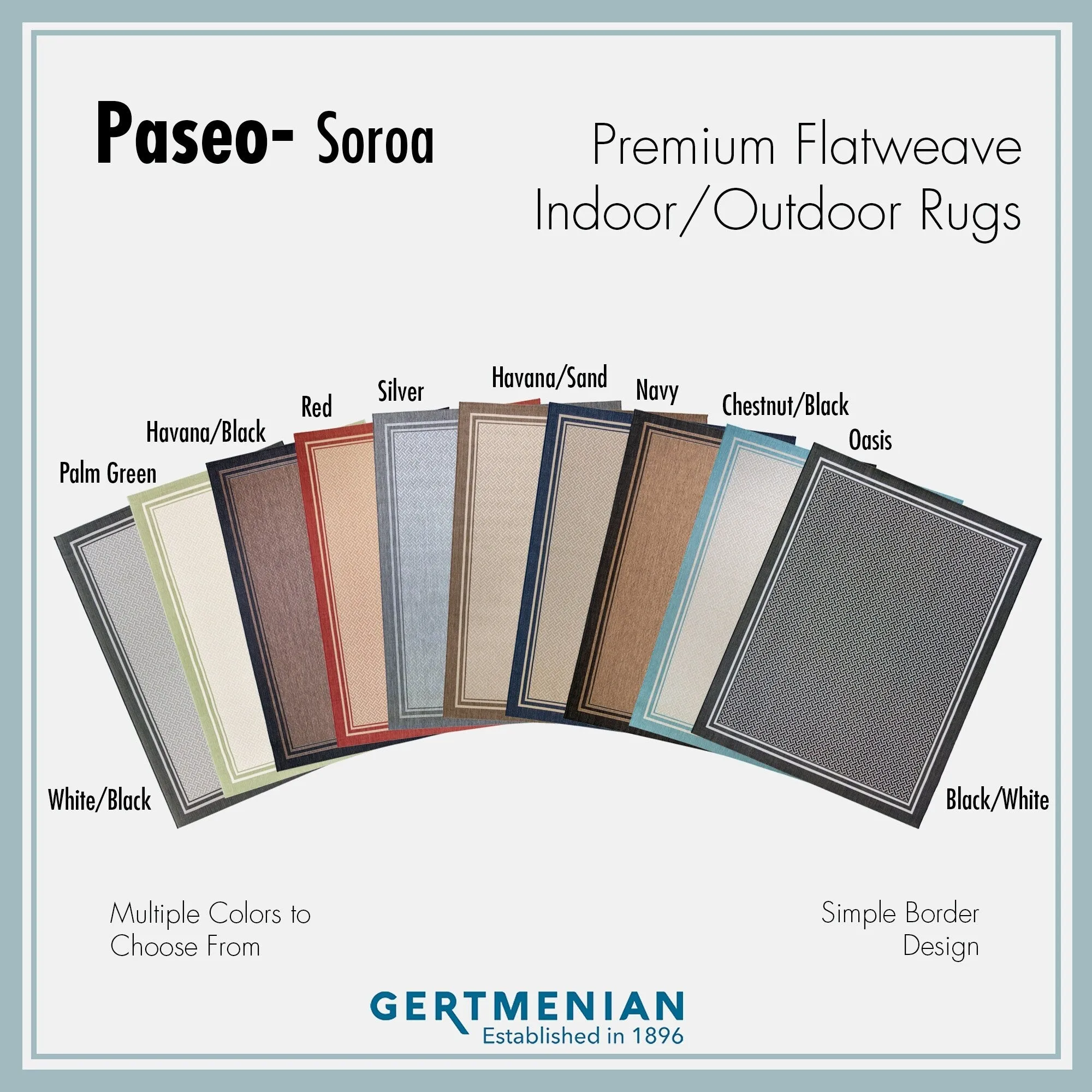 Gertmenian Paseo Soroa Havana/Black Classic Border Flatweave Indoor/ Outdoor Area Rug. 6x9 - 6'6x9'6