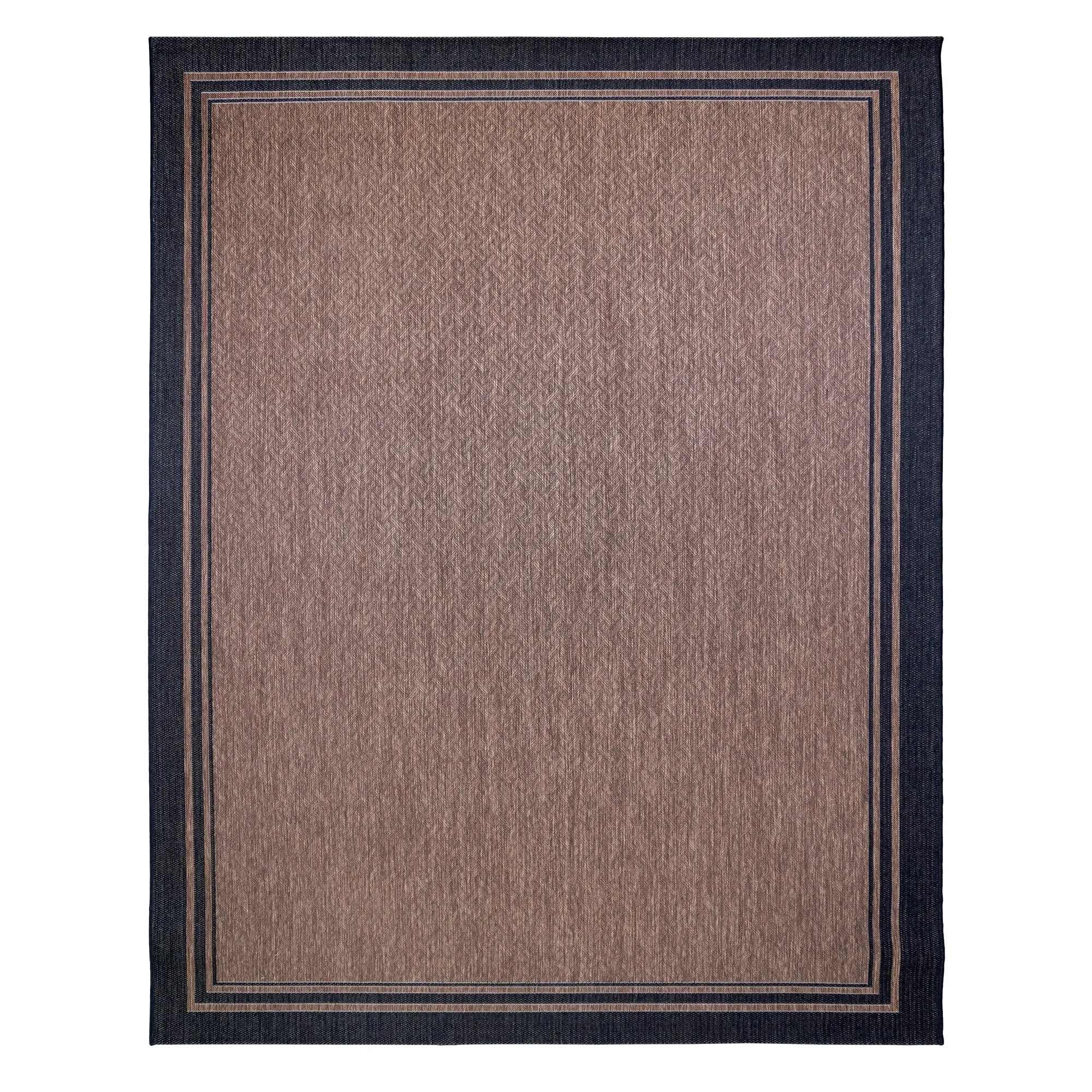 Gertmenian Paseo Soroa Havana/Black Classic Border Flatweave Indoor/ Outdoor Area Rug. 6x9 - 6'6x9'6