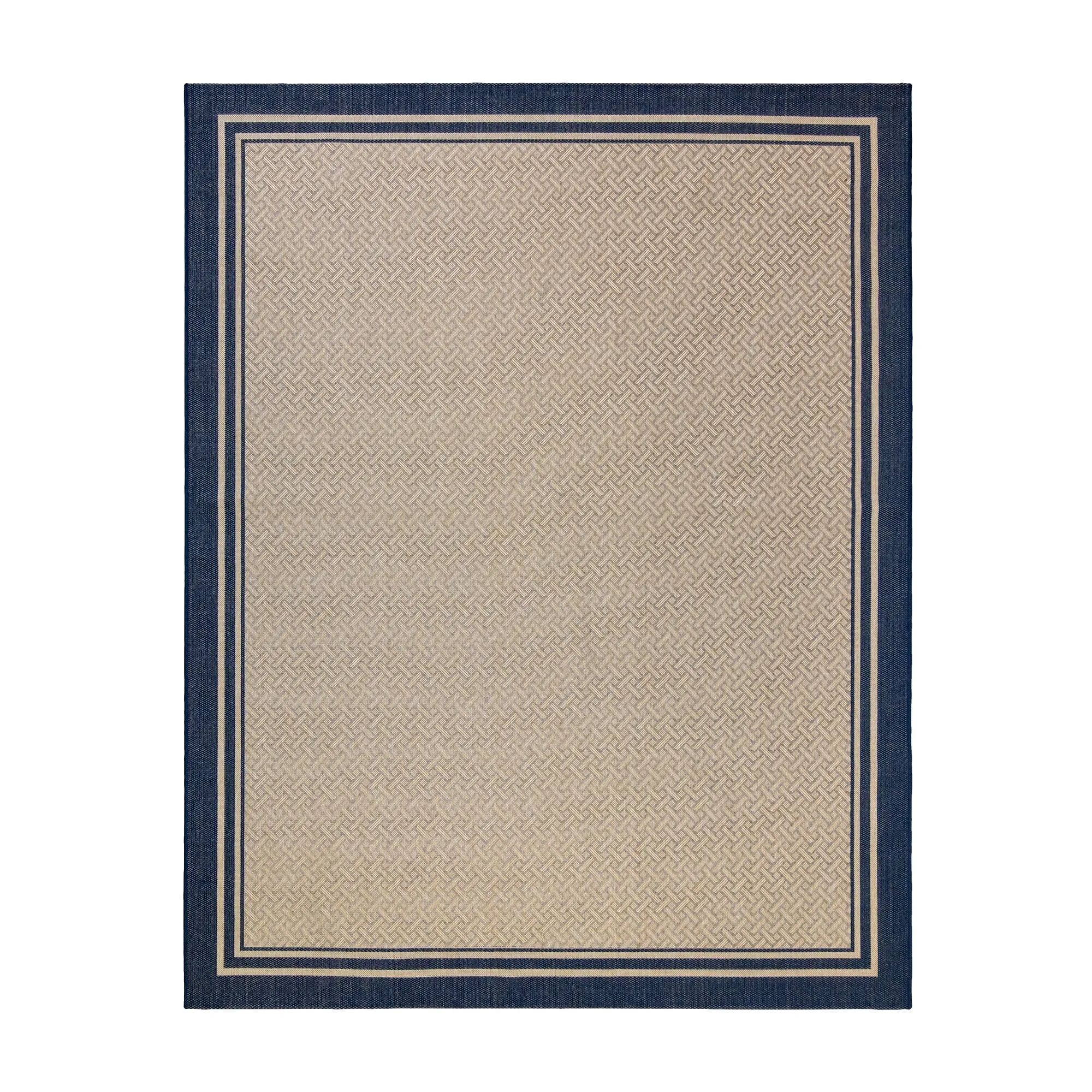 Gertmenian Paseo Soroa Navy Blue Classic Border Flatweave Indoor/ Outdoor Area Rug