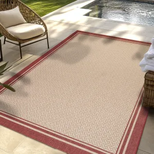 Gertmenian Paseo Soroa Red Classic Border Flatweave Indoor/ Outdoor Area Rug