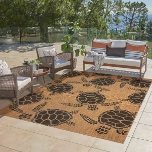 Gertmenian Paseo Tortue Tropical Sea Turtle Polypropylene Flatweave Indoor/ Outdoor Area Rug