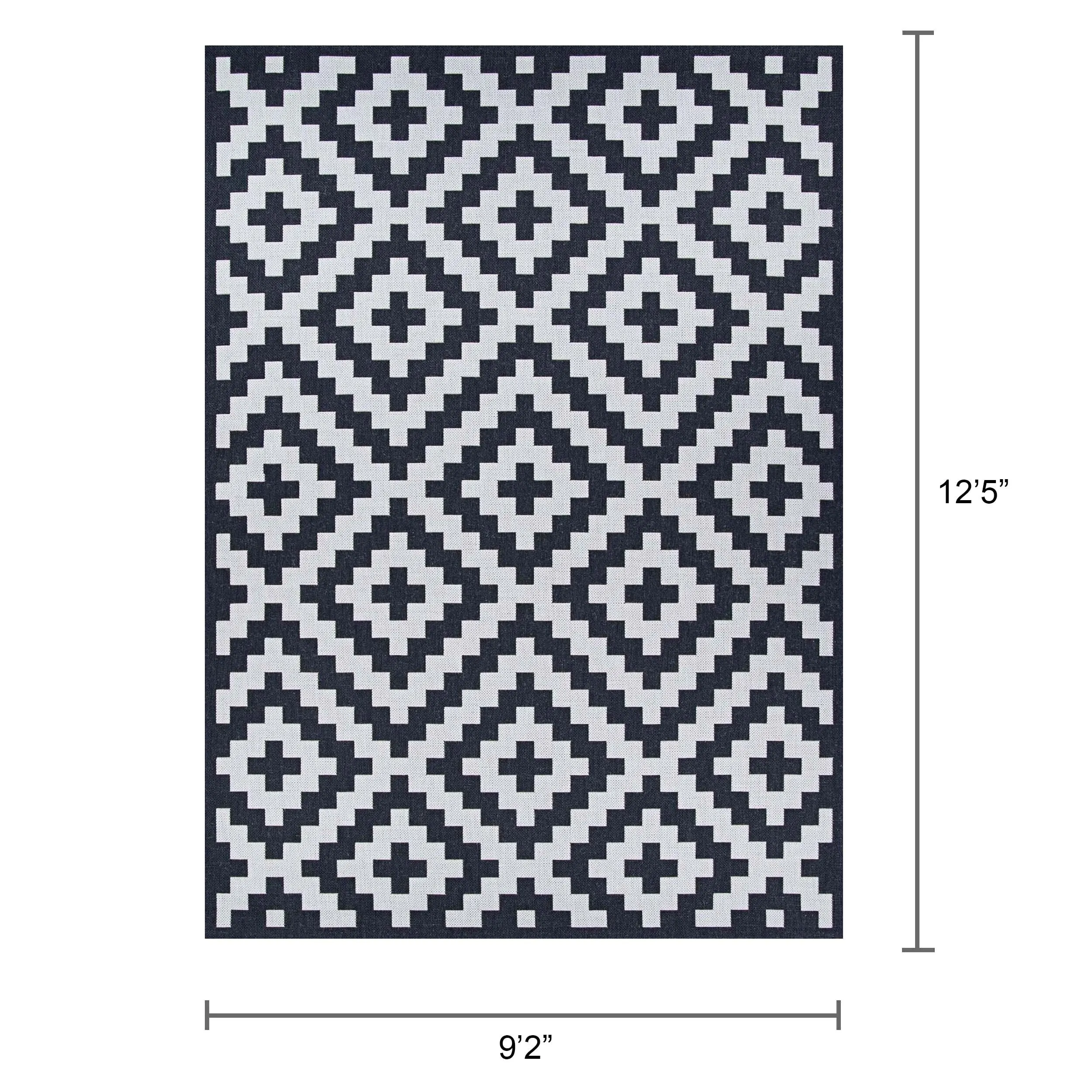 Hampton Ionic Black and White Indoor/ Outdoor Area Rug