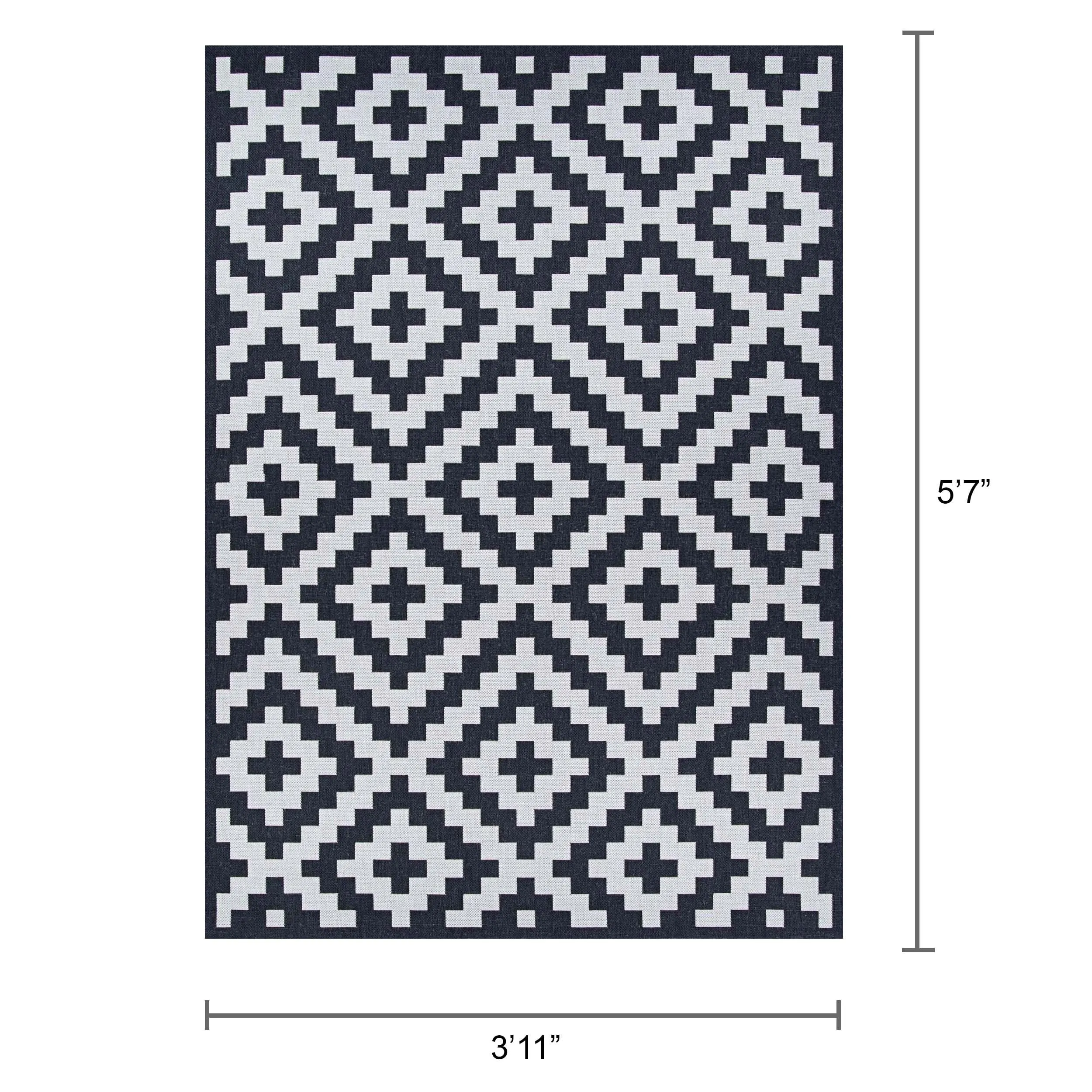 Hampton Ionic Black and White Indoor/ Outdoor Area Rug