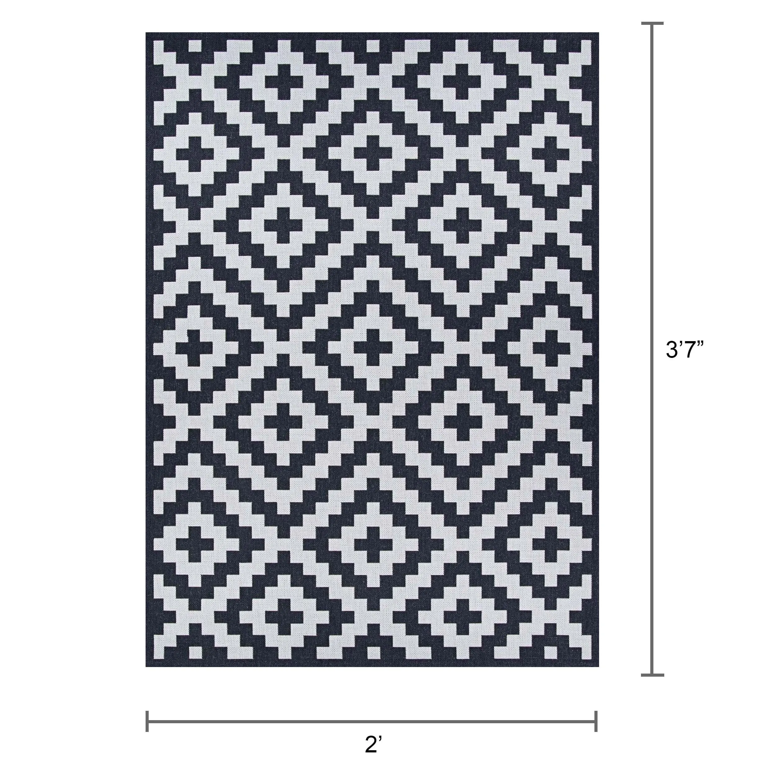 Hampton Ionic Black and White Indoor/ Outdoor Area Rug