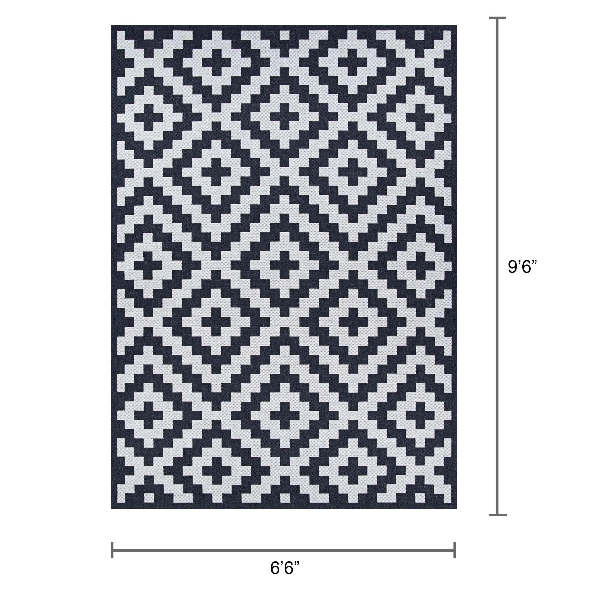 Hampton Ionic Black and White Indoor/ Outdoor Area Rug