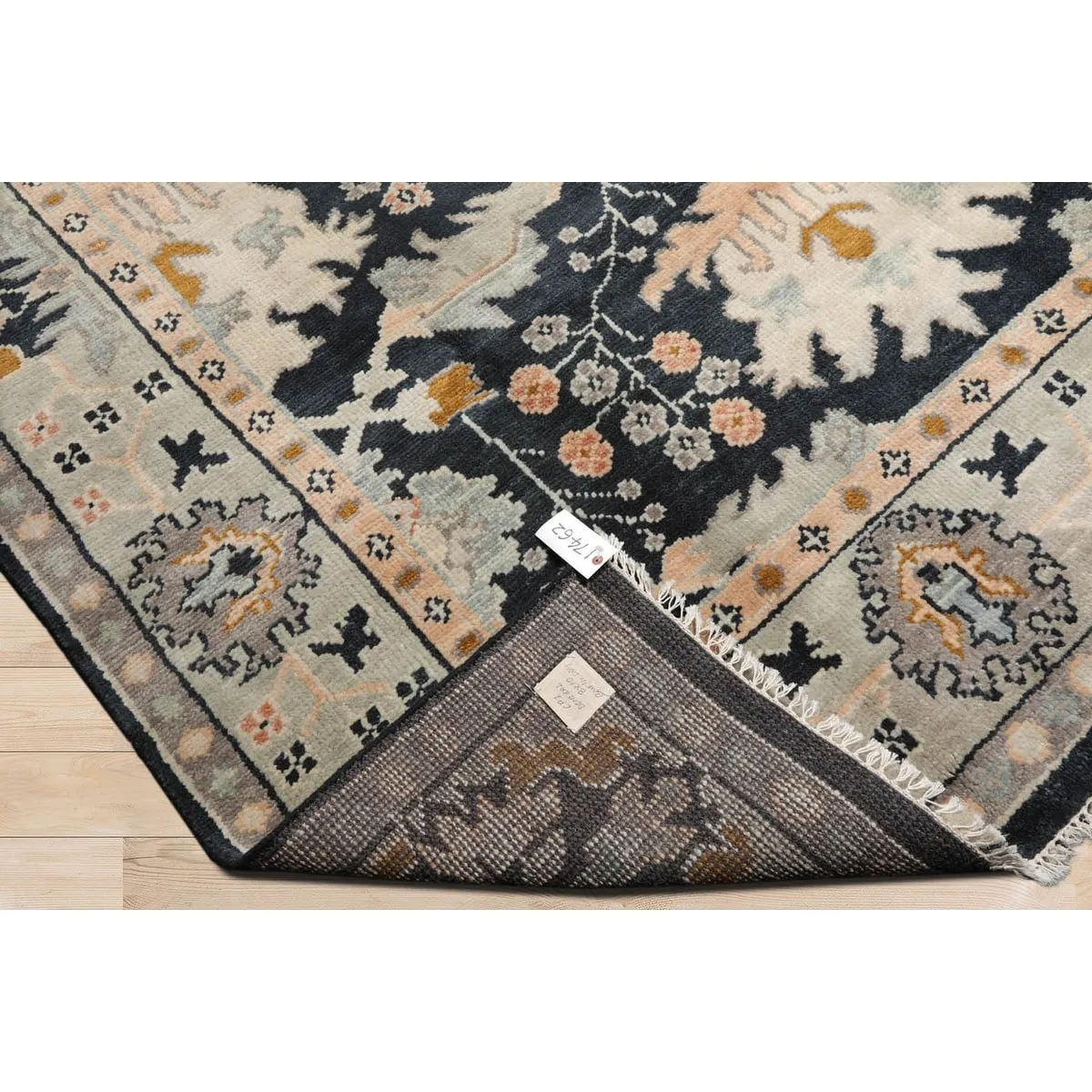 Hand Knotted Arts & Craft Blue Turkish Oushak Wool Traditional Area Rug