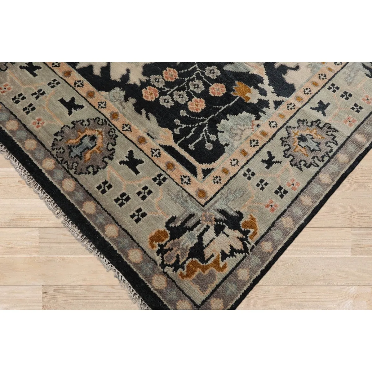 Hand Knotted Arts & Craft Blue Turkish Oushak Wool Traditional Area Rug