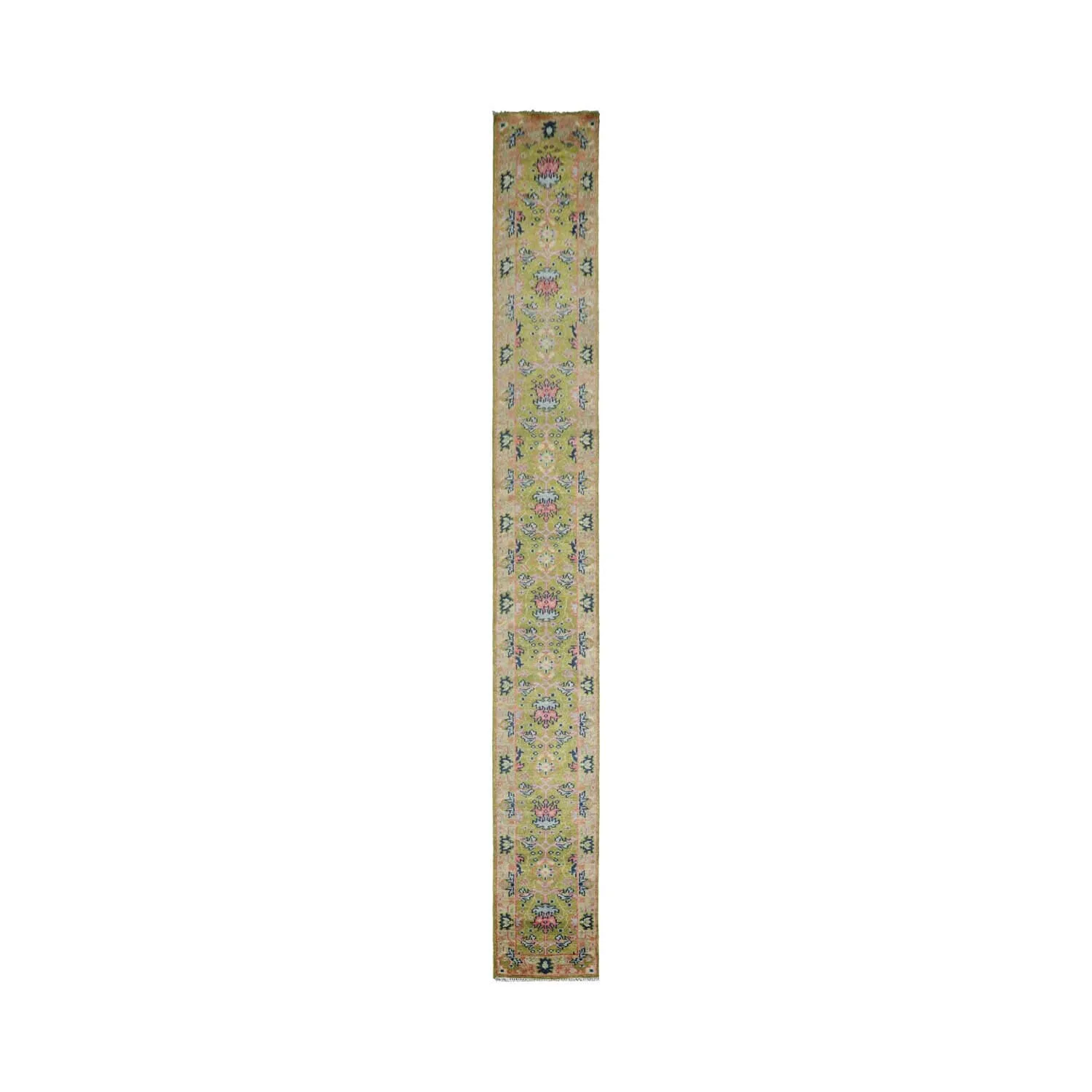 Hand Knotted Arts and Craft Green.Rust Turkish Oushak Wool Traditional Oriental Area Rug