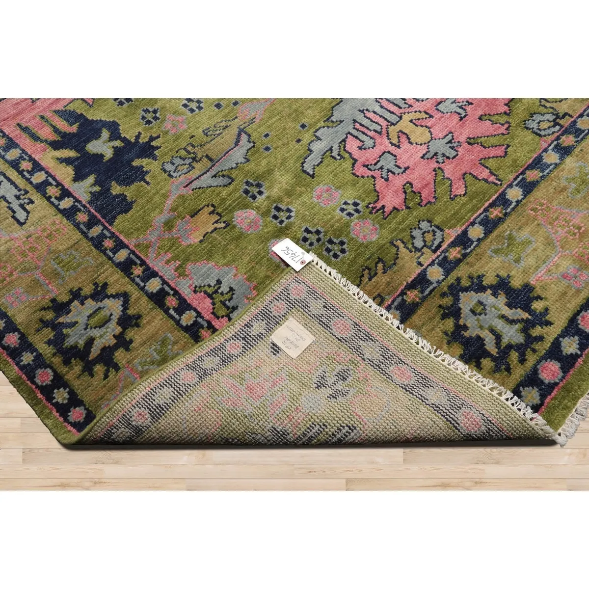 Hand Knotted Arts and Craft Green.Rust Turkish Oushak Wool Traditional Oriental Area Rug