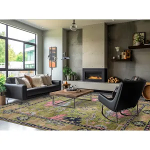 Hand Knotted Arts and Craft Green.Rust Turkish Oushak Wool Traditional Oriental Area Rug