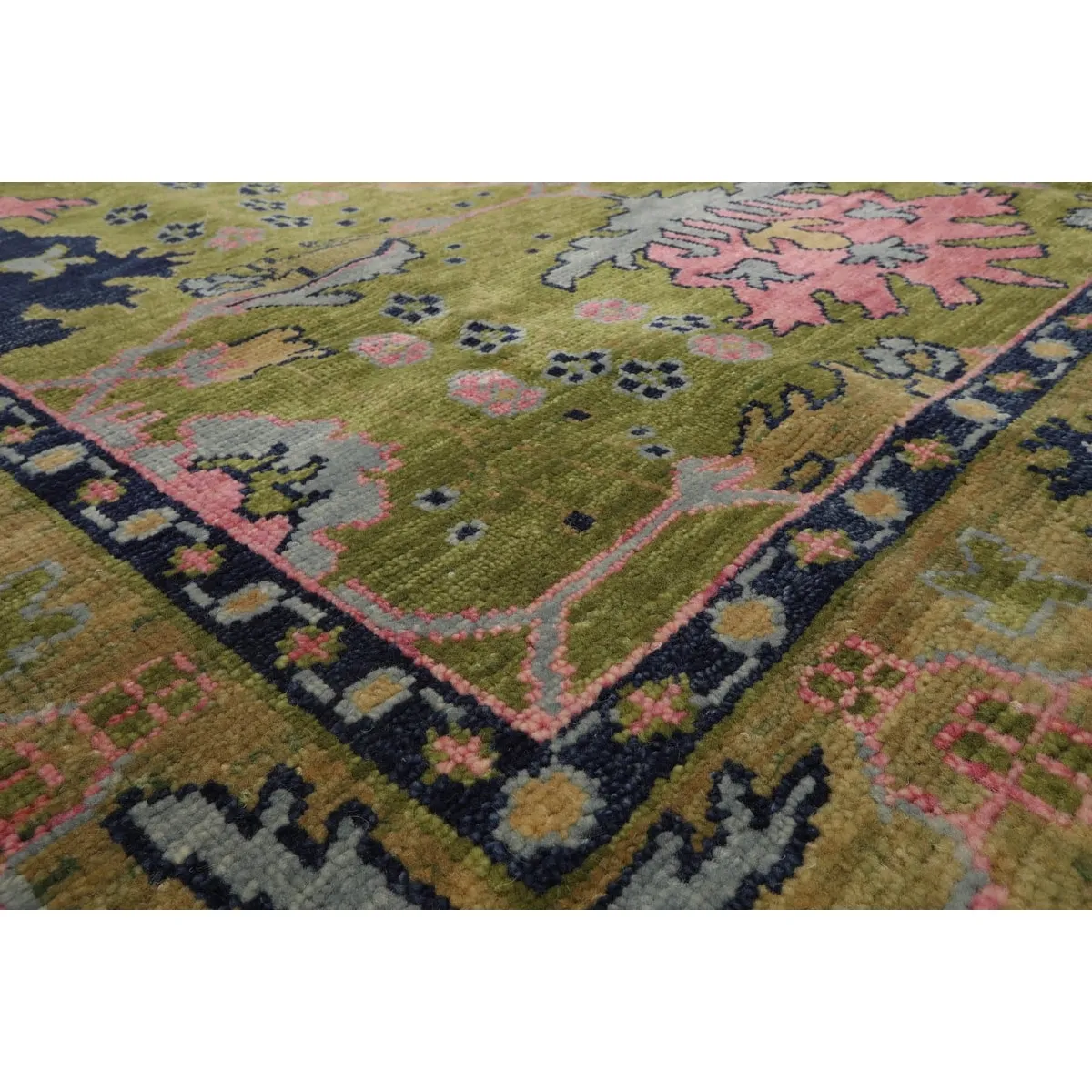 Hand Knotted Arts and Craft Green.Rust Turkish Oushak Wool Traditional Oriental Area Rug
