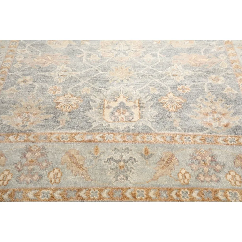 Hand Knotted Oushak Gray Oriental Wool Transitional Oriental Area Rug