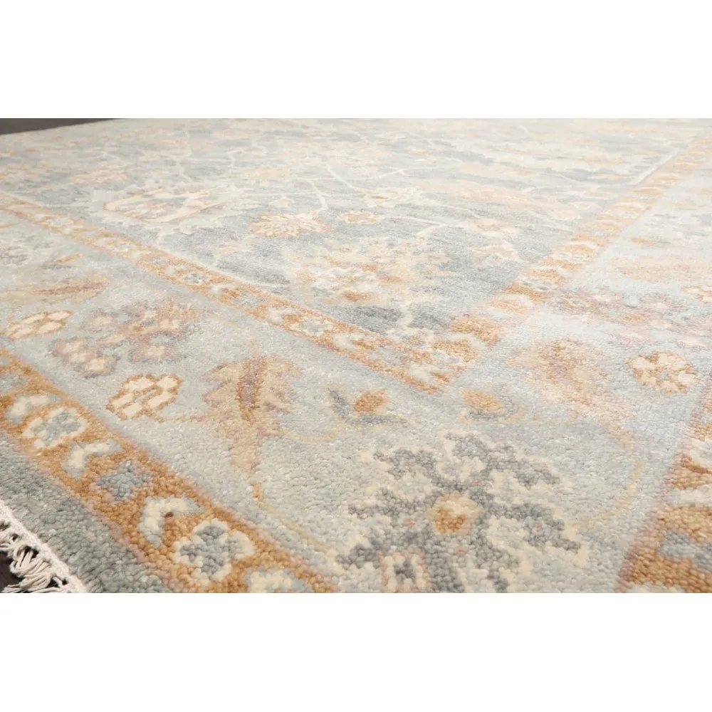 Hand Knotted Oushak Gray Oriental Wool Transitional Oriental Area Rug