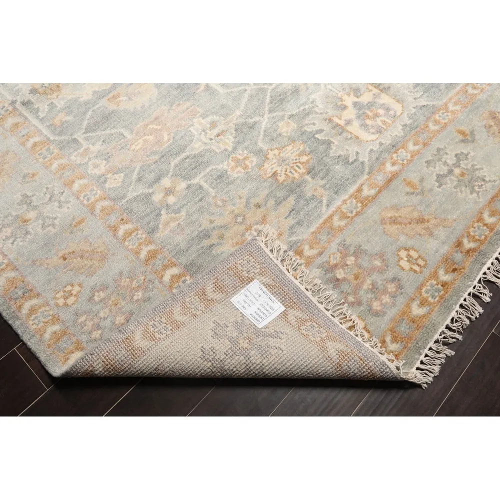 Hand Knotted Oushak Gray Oriental Wool Transitional Oriental Area Rug