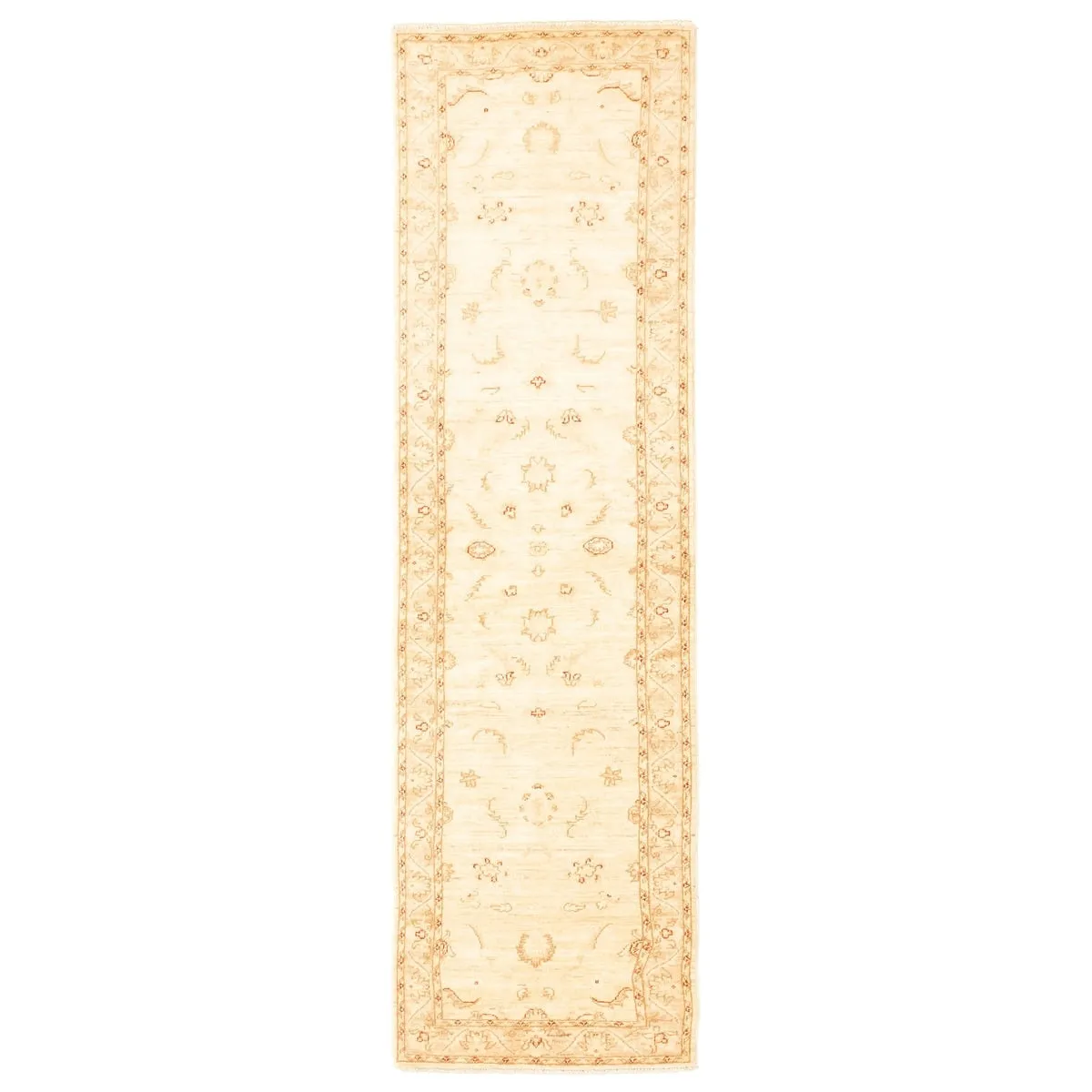 Hand-knotted Peshawar Oushak Cream Wool Rug - 2'7 x 9'3/2'7 x 9'3 Runner