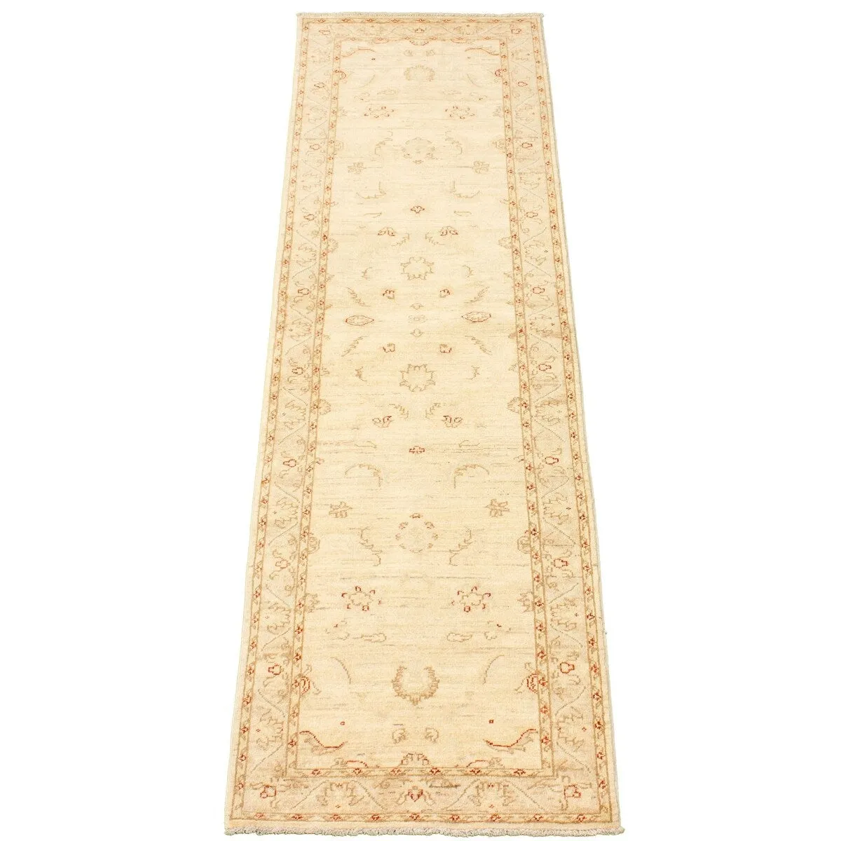 Hand-knotted Peshawar Oushak Cream Wool Rug - 2'7 x 9'3/2'7 x 9'3 Runner