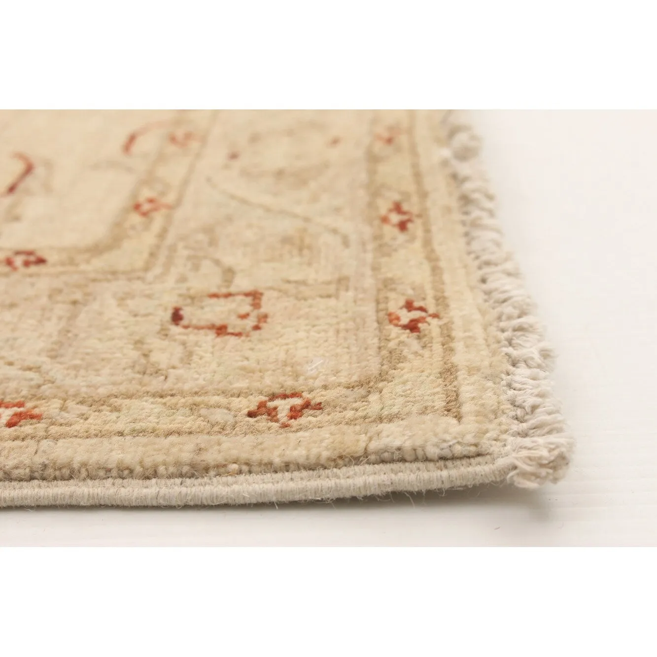 Hand-knotted Peshawar Oushak Cream Wool Rug - 2'7 x 9'3/2'7 x 9'3 Runner
