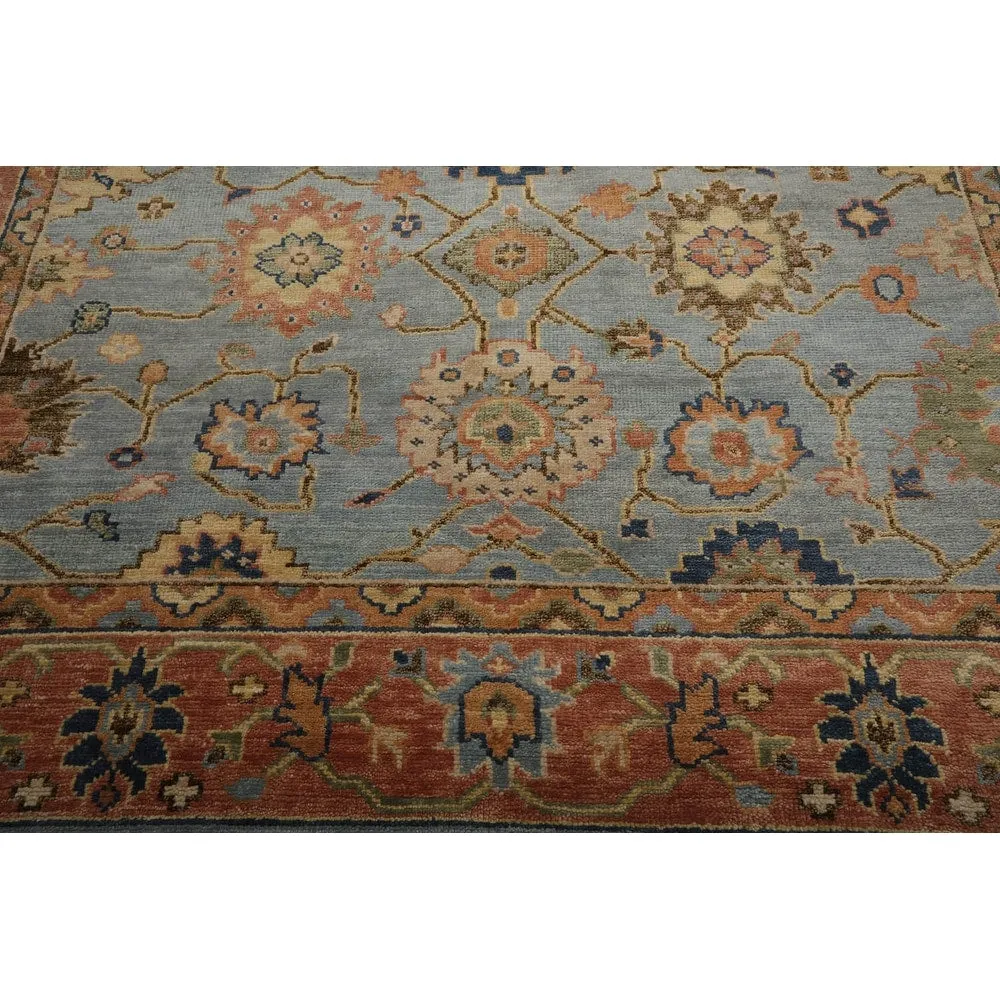 Hand Knotted Turkish Oushak Blue Persian Wool Oriental Area Rug 9x12