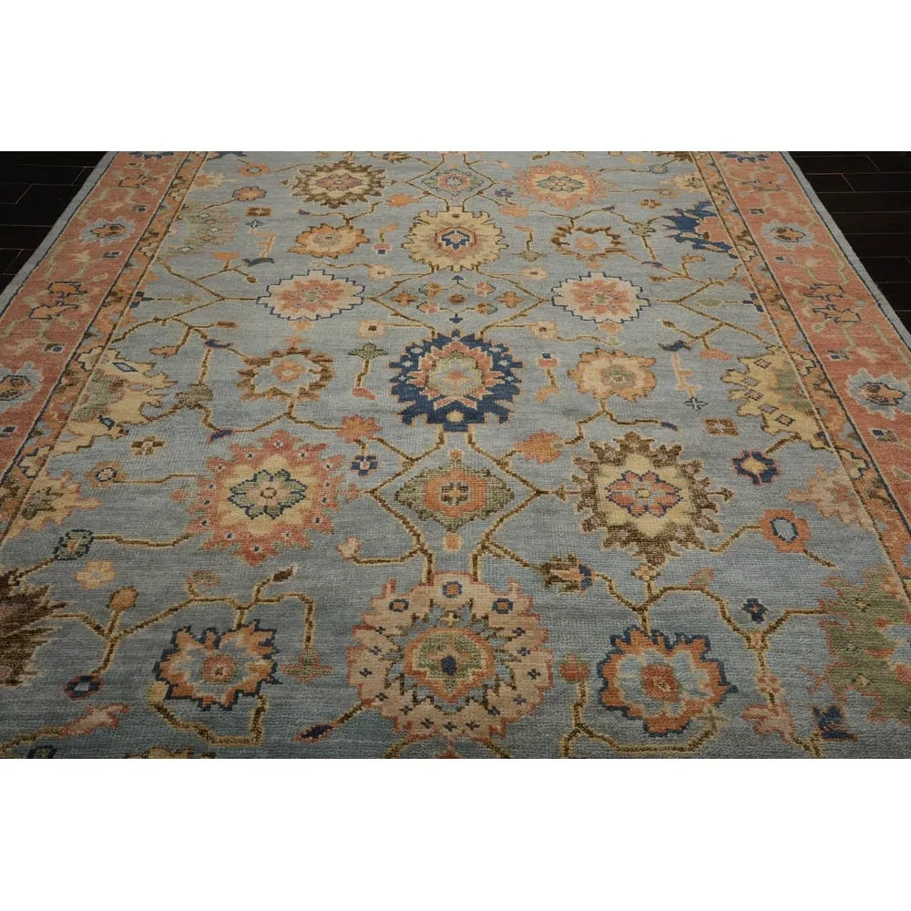 Hand Knotted Turkish Oushak Blue Persian Wool Oriental Area Rug 9x12