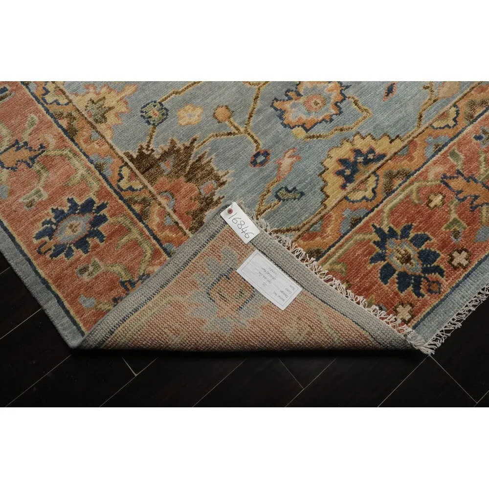 Hand Knotted Turkish Oushak Blue Persian Wool Oriental Area Rug 9x12