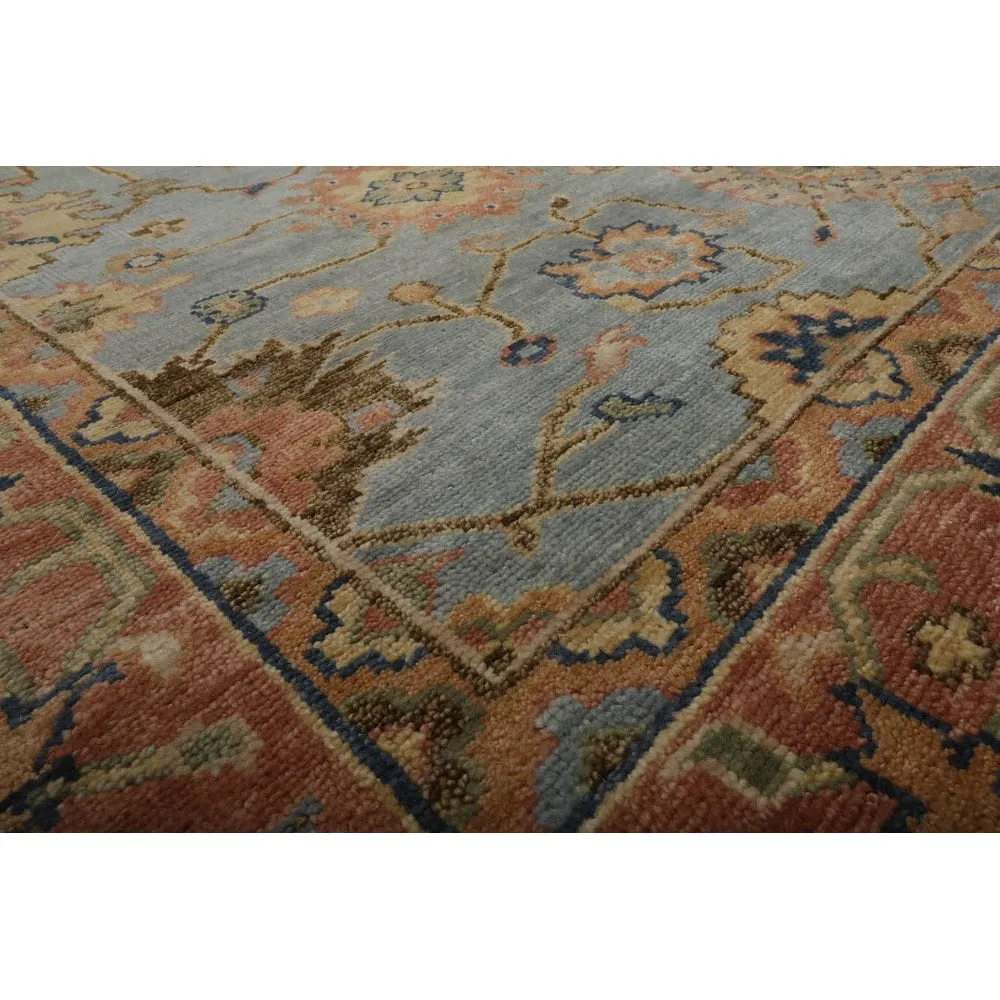Hand Knotted Turkish Oushak Blue Persian Wool Oriental Area Rug 9x12
