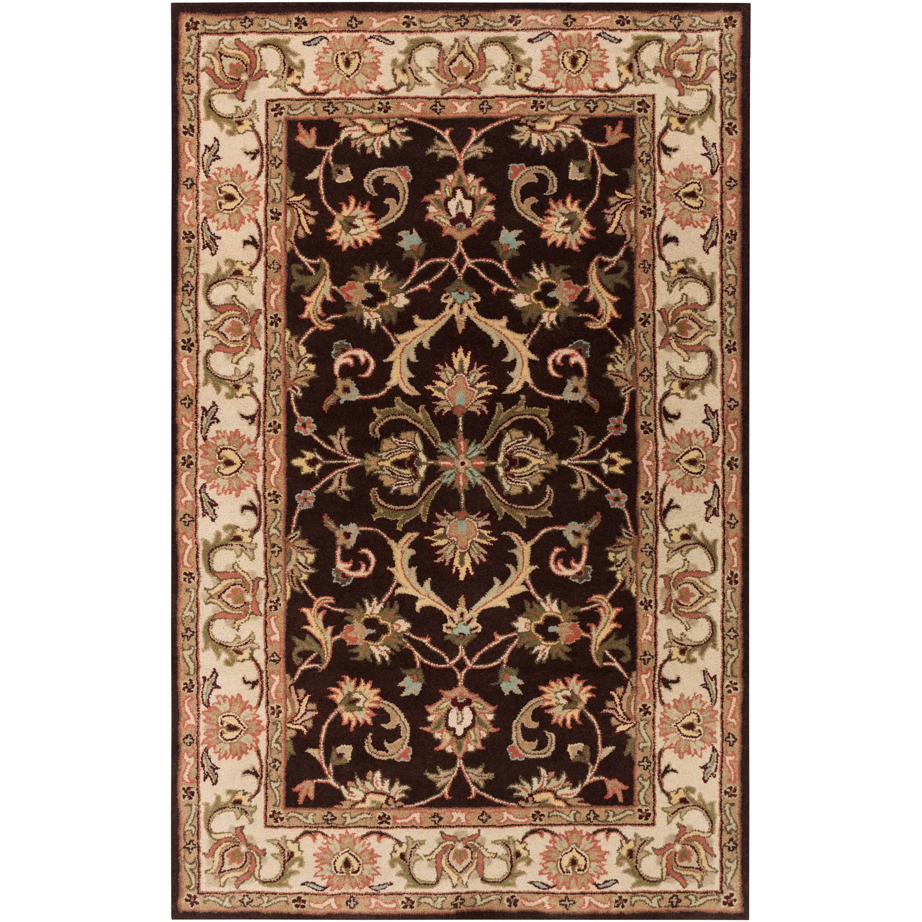 Hand-Tufted Poppy Traditonal Bordered Wool Rug