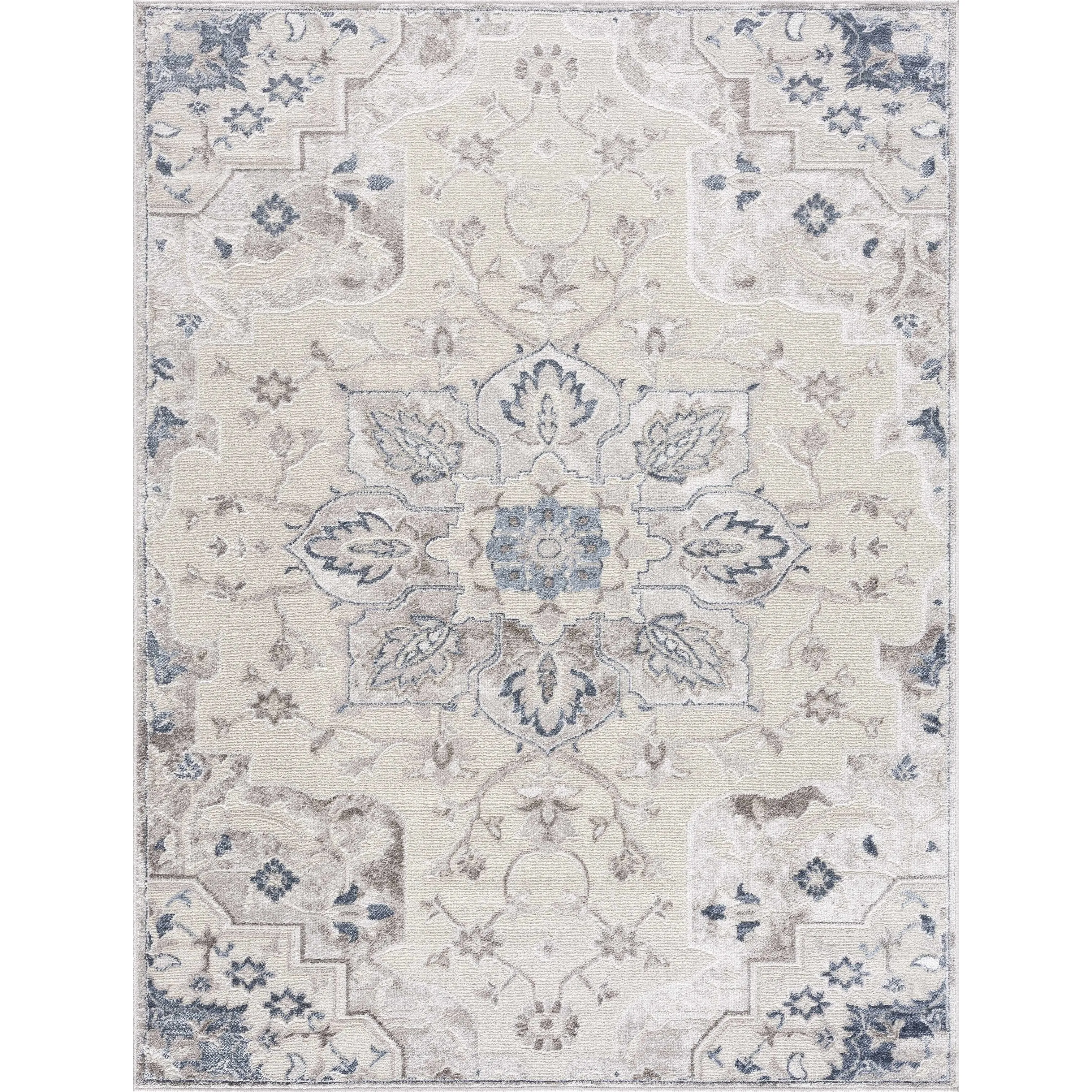 Hauteloom Calum Living Room. Bedroom Area Rug - Farmhouse - High Pile - Pink.Gray - 7'9 x 9'6