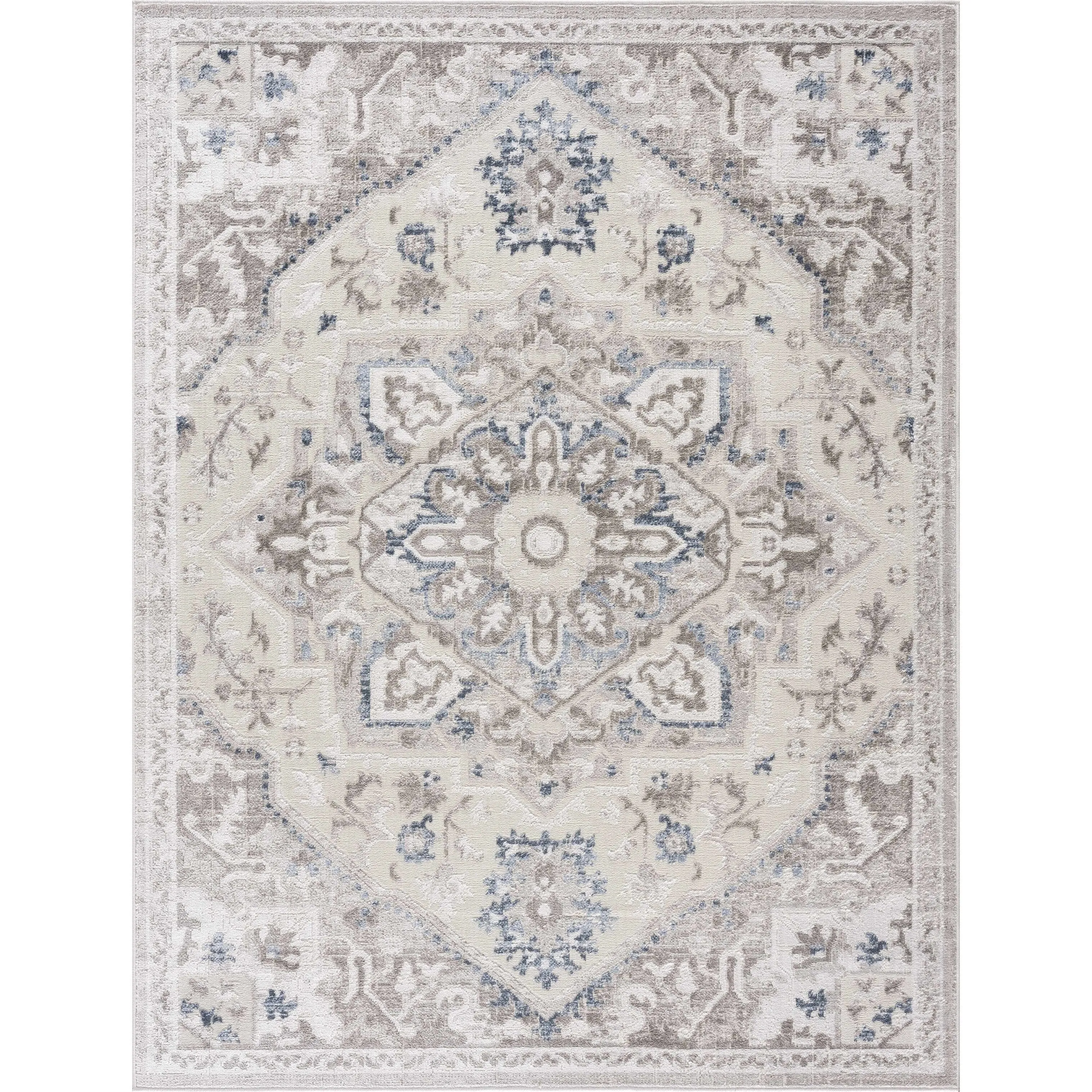 Hauteloom Calum Living Room. Bedroom Area Rug - Farmhouse - High Pile - Pink.Gray - 7'9 x 9'6