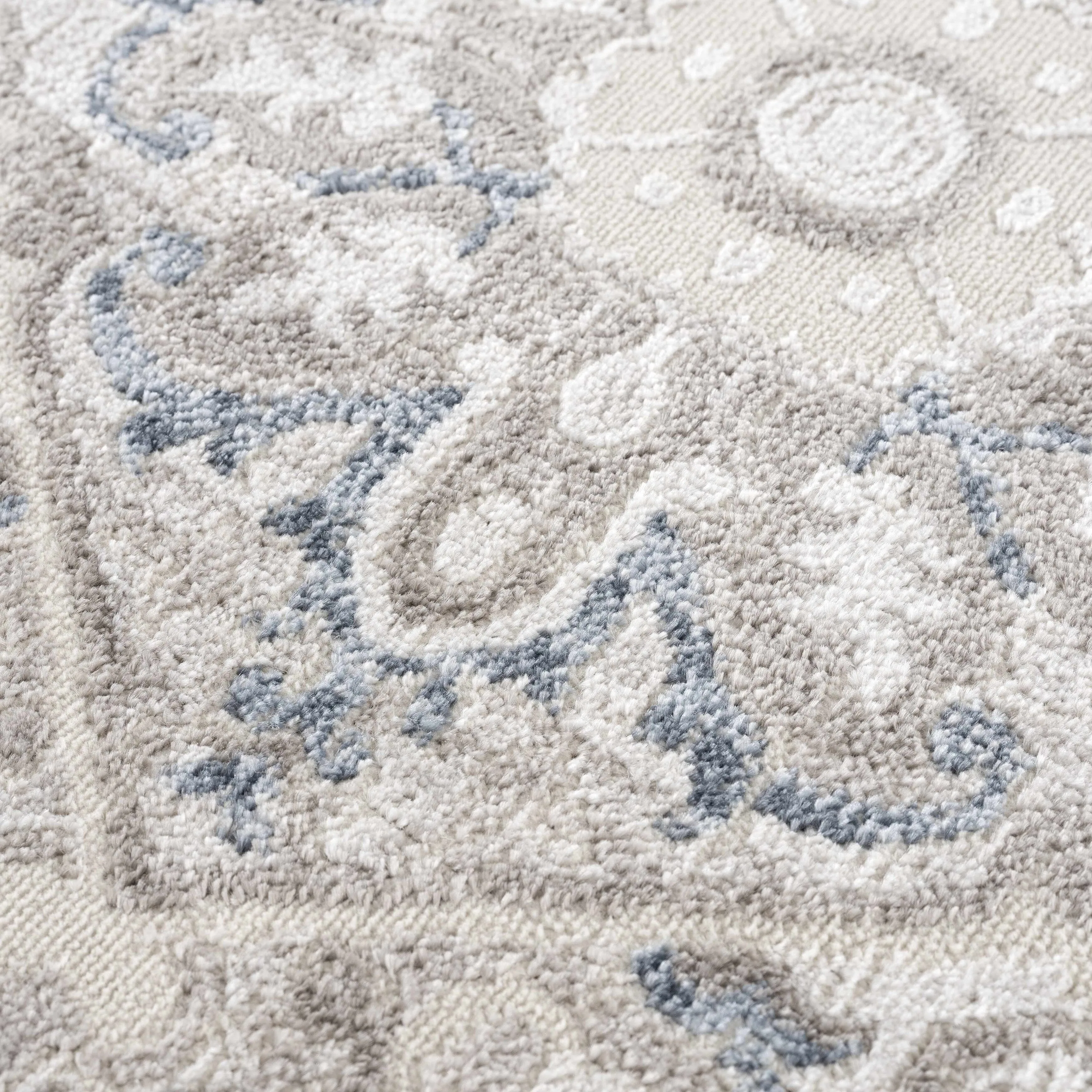 Hauteloom Calum Living Room. Bedroom Area Rug - Farmhouse - High Pile - Pink.Gray - 7'9 x 9'6