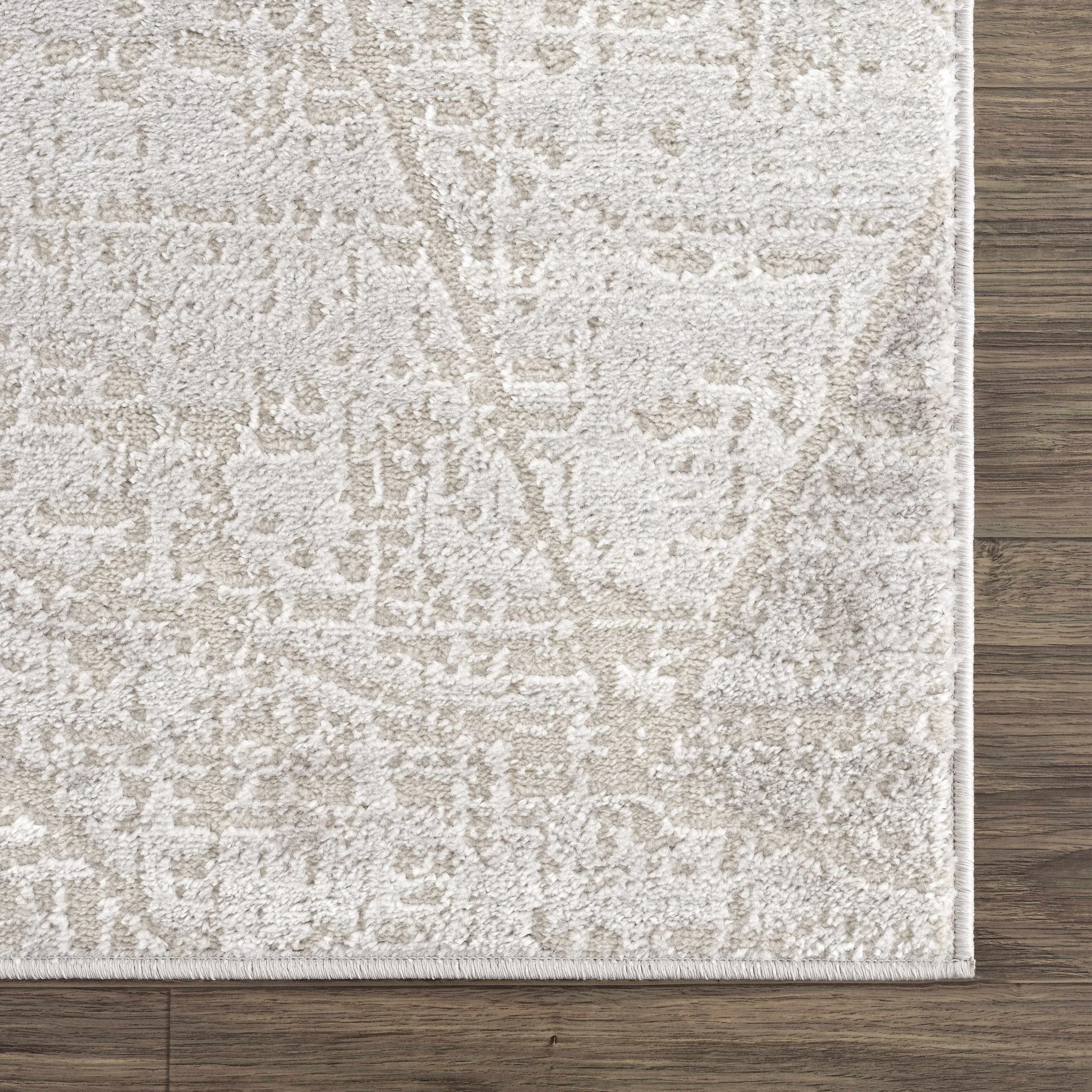 Hauteloom Calum Living Room. Bedroom Area Rug - Farmhouse - High Pile - Pink.Gray - 7'9 x 9'6